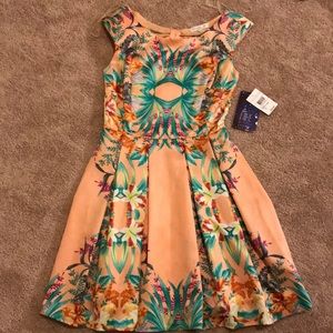 Coral Floral Midi dress (NEW!) never worn.